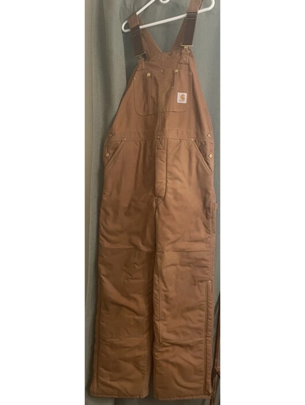 Vintage Men’s Carhartt Bib Overalls Double Knee, Lined, Brown 38x34 RN14806